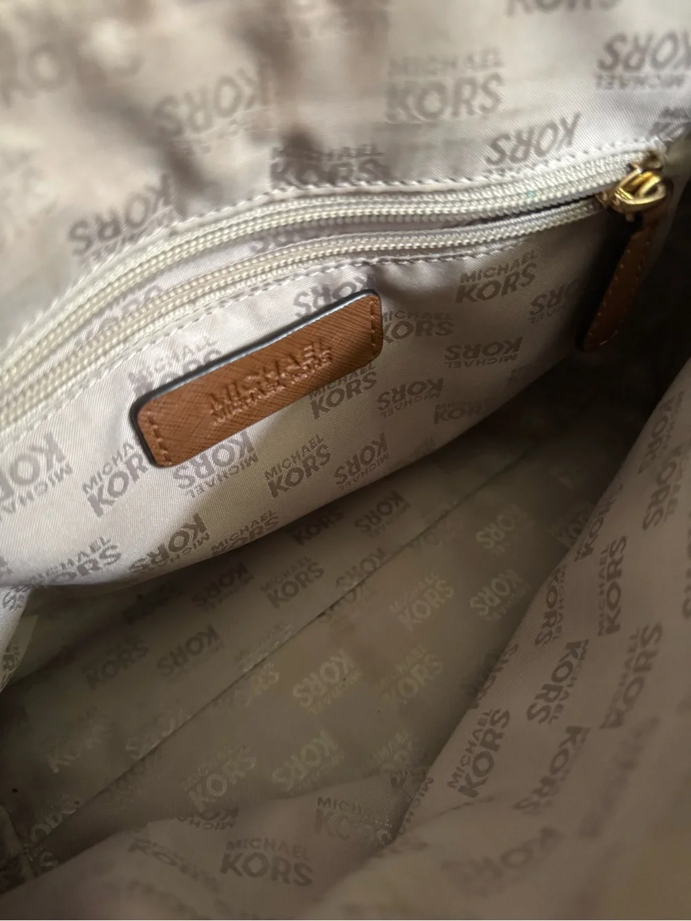 Ciara Michael Kors Brown Cream Signature Satchel Purse Bag Authentic removable